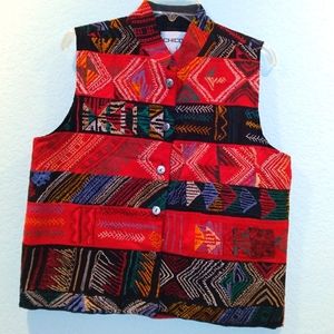 Chico's Embroidered Aztec Southwestern Button Down Vest Size 1 or M
